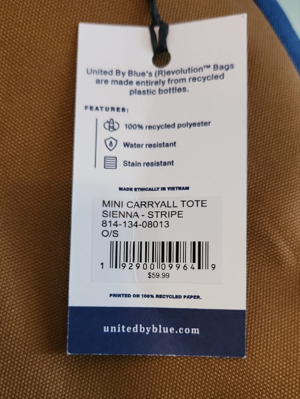 United by Blue Impact Collection Two-Tone Brown & Navy Backpack - Picture 7 of 7